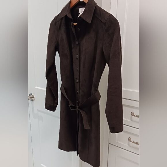 Ann Taylor LOFT Ultra Suede Shirt Dress Brown Sz 0 - Picture 7 of 12